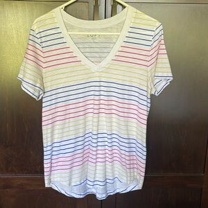 Women’s Loft multi colored striped tee. EUC, size large.